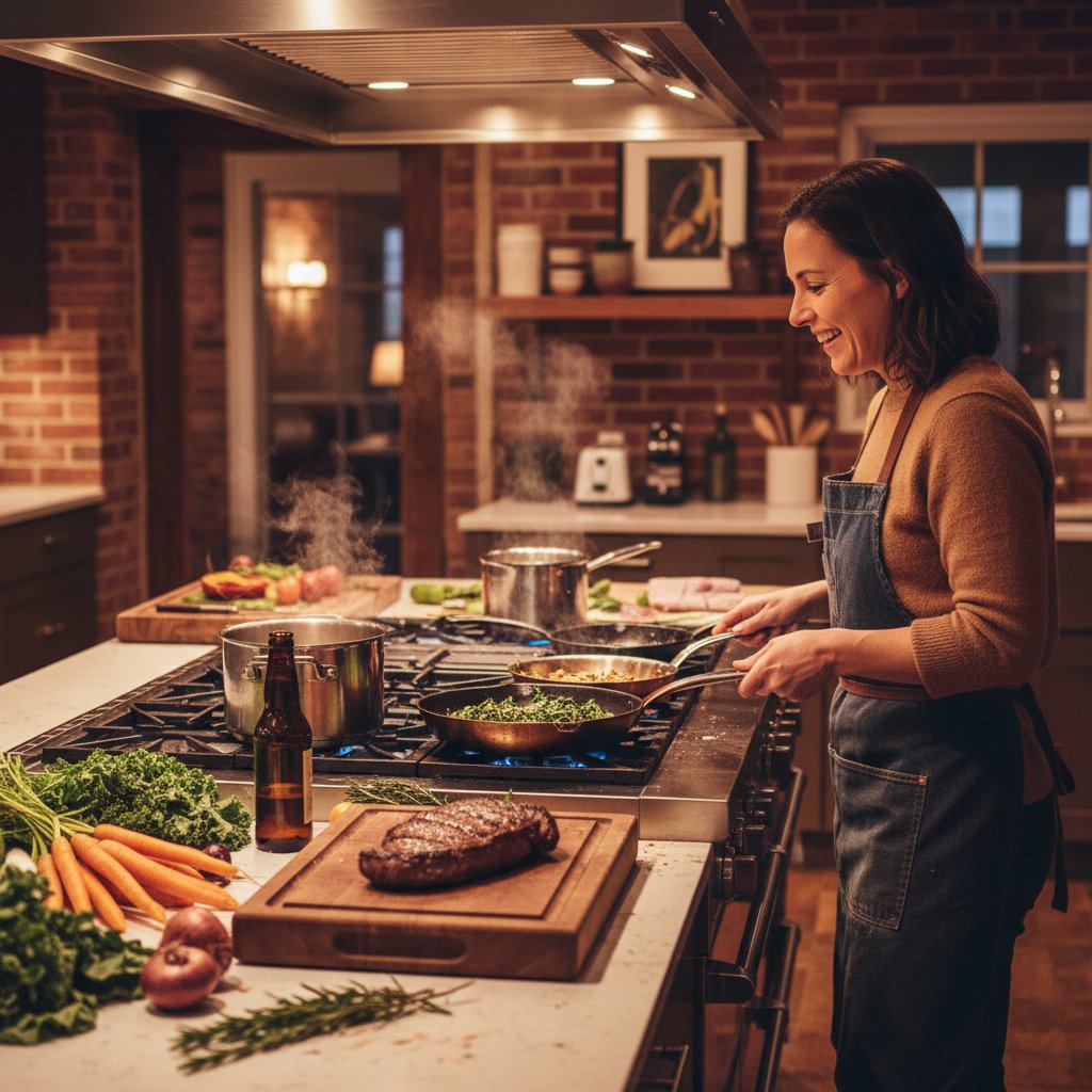 Home chef cooking on restored Wolf range
