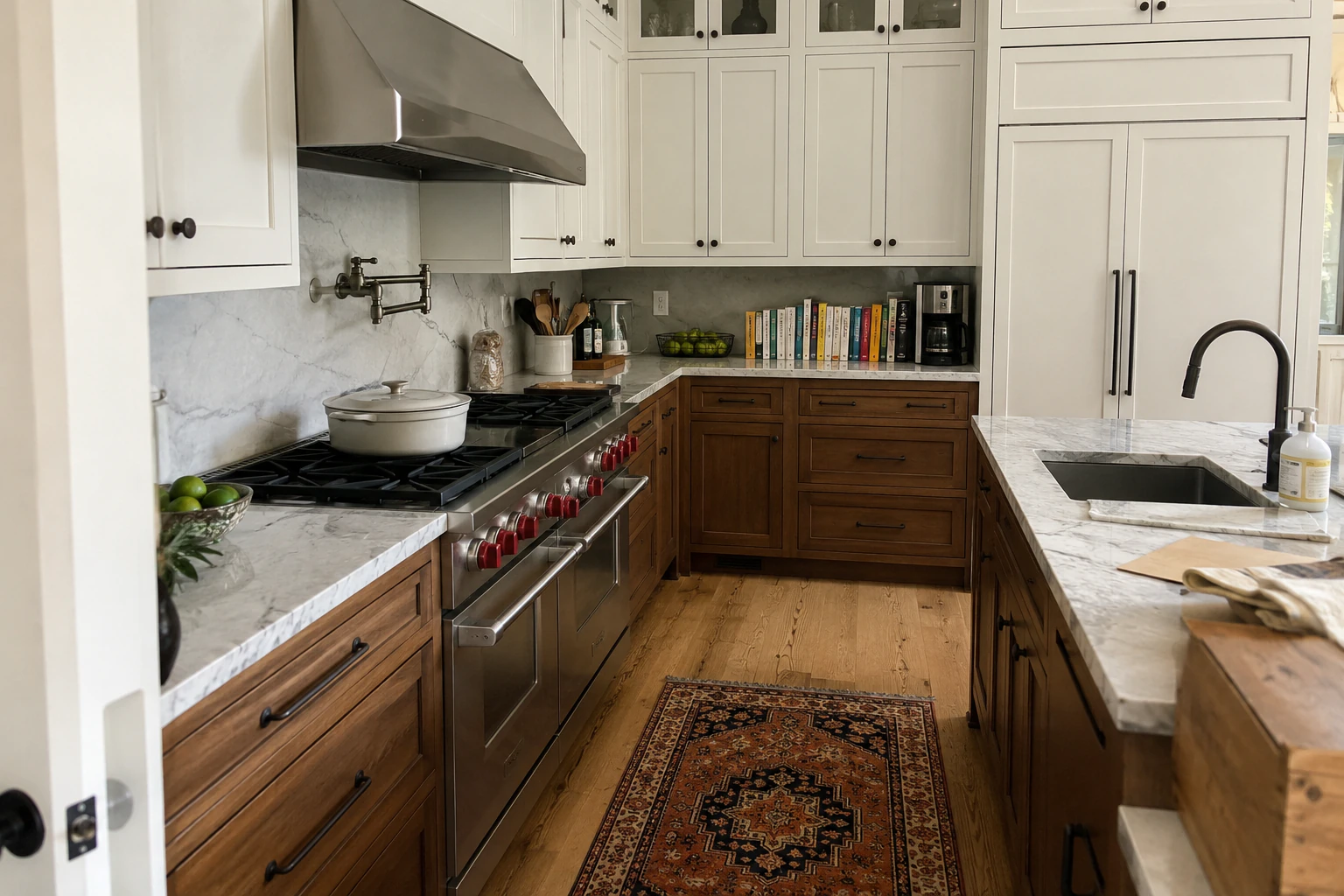 a luxury kitchen with premium built-in appliances
