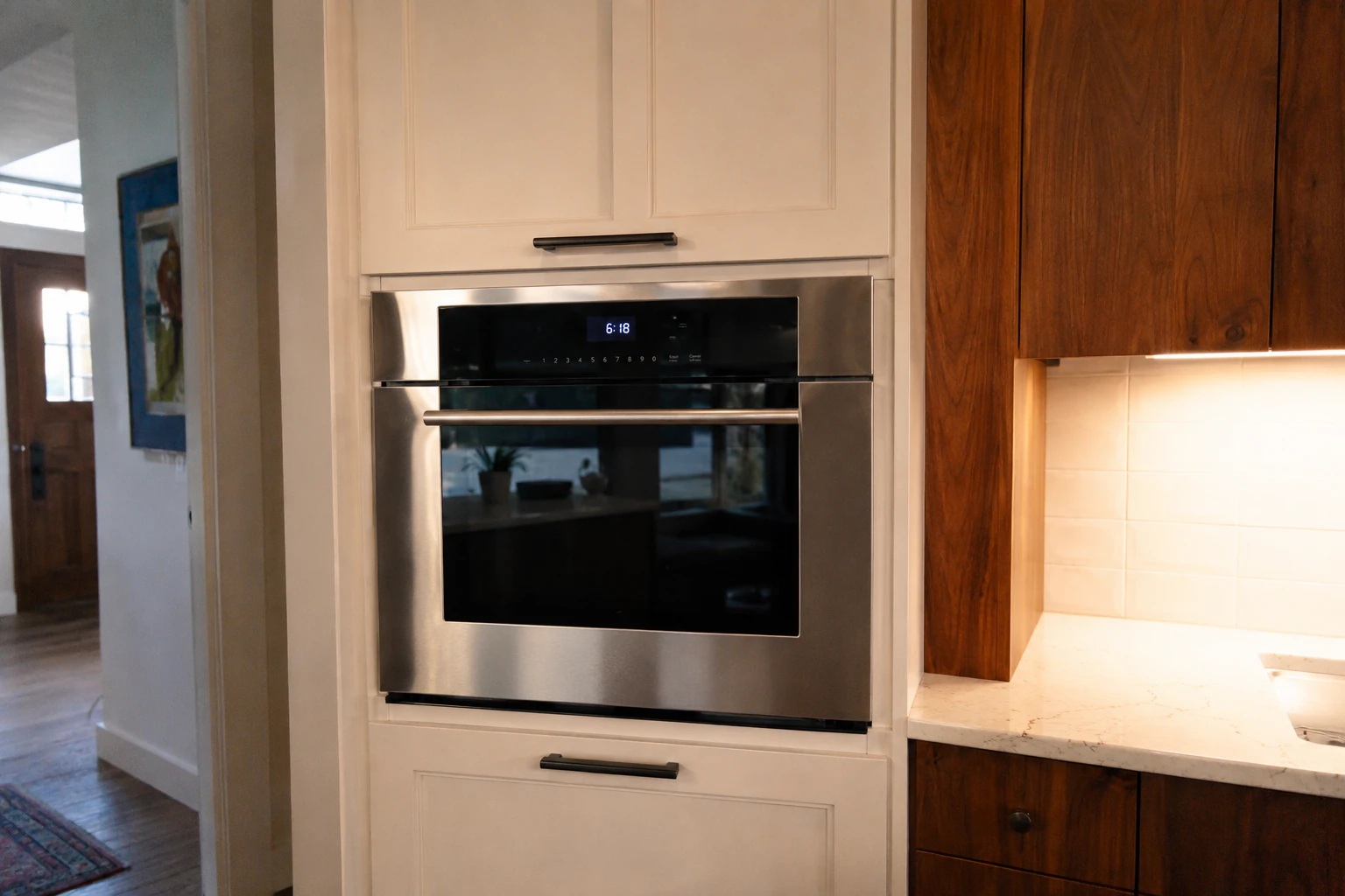 close-up of a Wolf oven door and controls